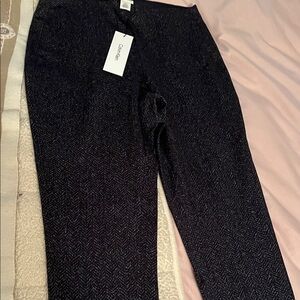 Calvin Klein Black Herringbone Cropped Pants